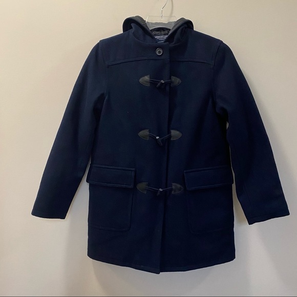 AMERICAN EAGLE OUTFITTERS Ladies Blue Wool Blend Duffle Coat Size S - Picture 1 of 7